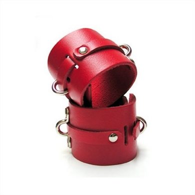 Wrist Cuffs Leather Red - Click Image to Close