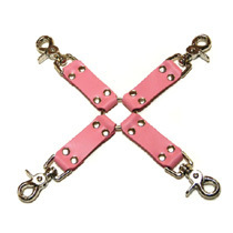 Pink Bound Leather Hog Tie - Click Image to Close