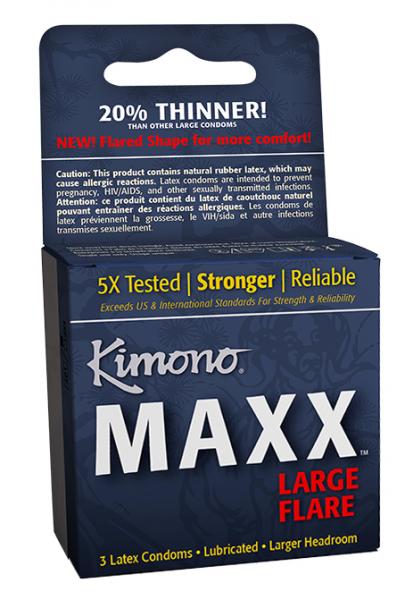 Kimono Maxx Large Flare 3 Pack Latex Condoms
