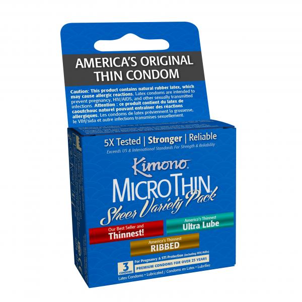 Kimono Micro Thin Condoms Sheer Variety 3 Pack - Click Image to Close
