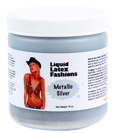 Liquid Latex Body Paint Metallic Silver 16oz - Click Image to Close