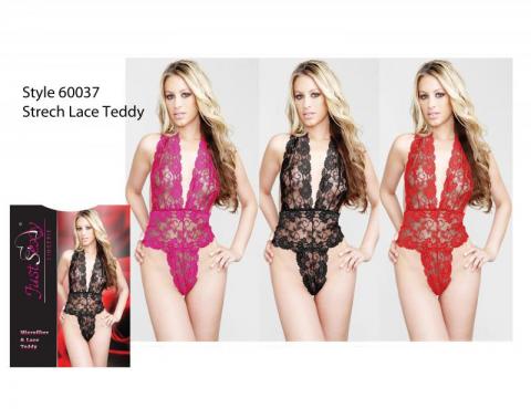 Lace Teddy Pink L/Xl - Click Image to Close