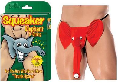 Squeaker Elephant G-String Assorted - Click Image to Close