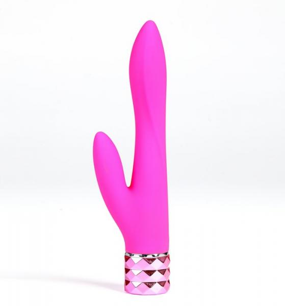 Rechargeable Silicone Dual Vibe Victoria Neon Pink - Click Image to Close