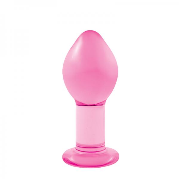 Crystal Large Glass Butt Plug Pink - Click Image to Close