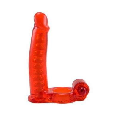 Double Penetrator Cockring Red