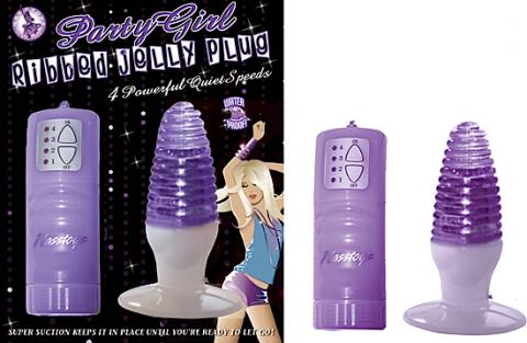 Party Girl Ribbed Jelly Plug Purple - Click Image to Close