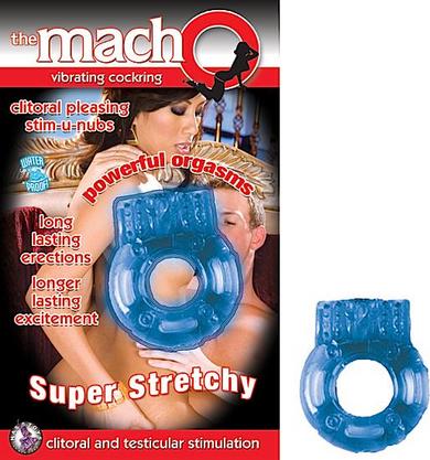 Macho Vibrating Cockring Blue - Click Image to Close