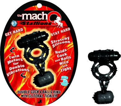 Macho Cock and Ball Ring W/Clit Tickler - Click Image to Close