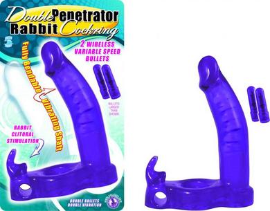 Double Penetrator Rabbit Cockring Purple - Click Image to Close