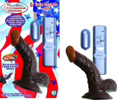 Afro American Whopper 5in Vibrating Brown - Click Image to Close