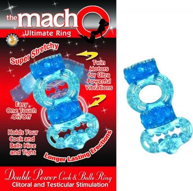 Double Power Cock and Ball Ring Blue - Click Image to Close