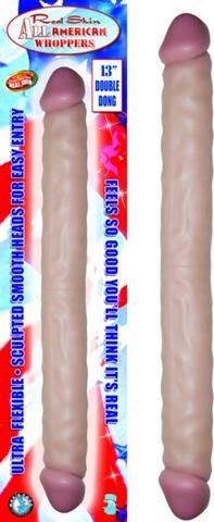 All American Double Dong Flesh 13in - Click Image to Close