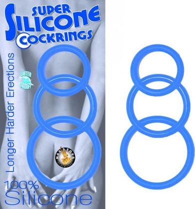 Super Silicone Cockrings Blue - Click Image to Close
