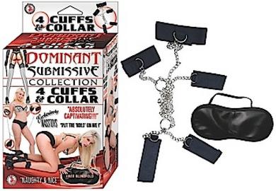 Dominant Submissive 4 Cuffs and Collar Black - Click Image to Close