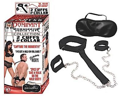Dominant Submissive 2 Cuffs and Collar Black - Click Image to Close