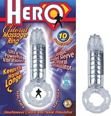 Hero Cockring and Clit Massager Clear - Click Image to Close