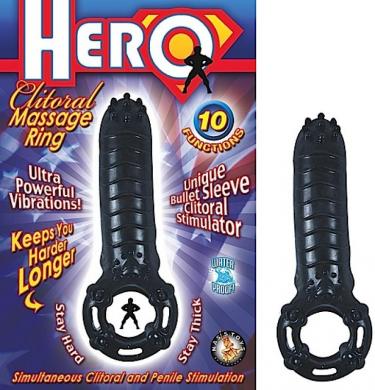 Hero Cockring and Clit Massager Black - Click Image to Close