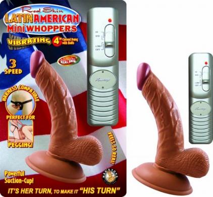 Latin 4 Inches Curved Dong Balls Vibrations Brown - Click Image to Close
