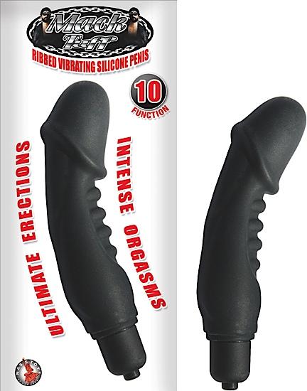 Ribbed Silicone Penis Black Vibrator