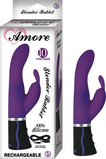 Amore Slender Rabbit Purple Vibrator - Click Image to Close