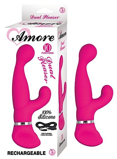 Amore Dual Pleaser Pink Vibrator - Click Image to Close