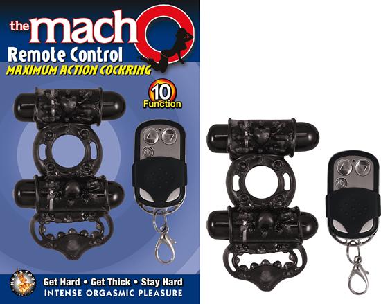 Macho Remote Control Cockring Black - Click Image to Close