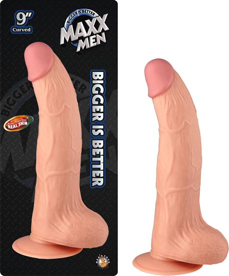 Maxx Men 9 inches Curved Dong Flesh - Click Image to Close