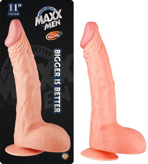 Maxx Men 11 inches Curved Dong Flesh - Click Image to Close