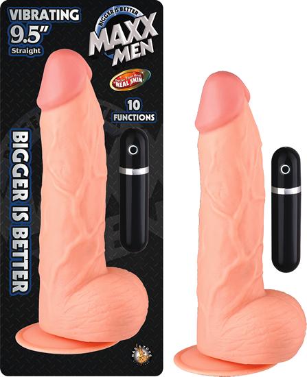 Maxx Men 9.5 inches Straight Dong Flesh Vibrating - Click Image to Close