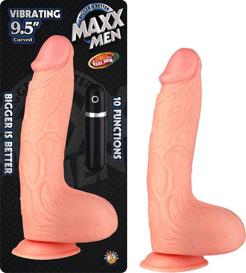 Maxx Men 10 Fuction Vibrating Waterproof Curved Dong - Beige - Click Image to Close