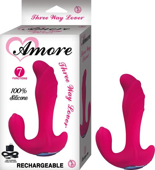 Amore Three Way Lover Pink Vibrator - Click Image to Close