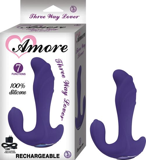 Amore Three Way Lover Purple Vibrator - Click Image to Close