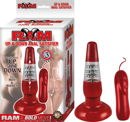 Ram Up And Down Anal Satisfier Red Butt Plug - Click Image to Close