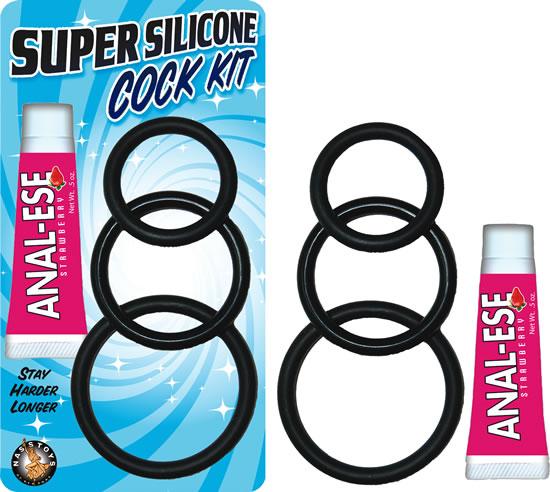 Super Silicone Cock Kit Black - Click Image to Close