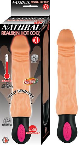 Natural Realskin Hot Cock #3 8 inches Beige - Click Image to Close