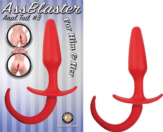 Ass Blaster Anal Tail 3 Red Butt Plug - Click Image to Close