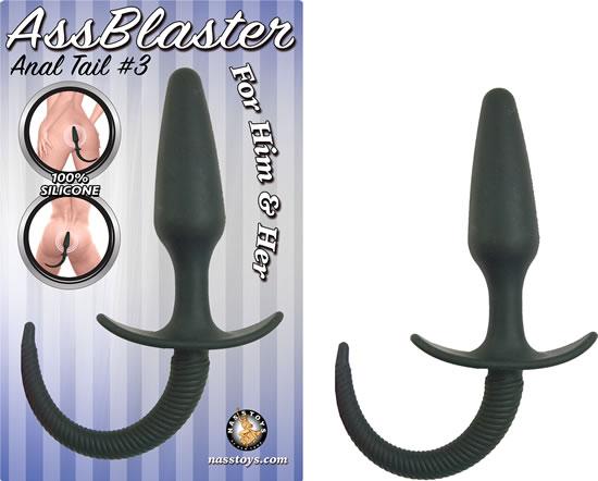 Ass Blaster Anal Tail 3 Black Butt Plug - Click Image to Close