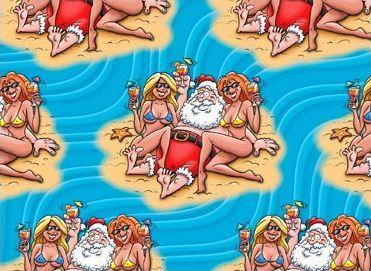 Santa On The Beach Gift Wrap