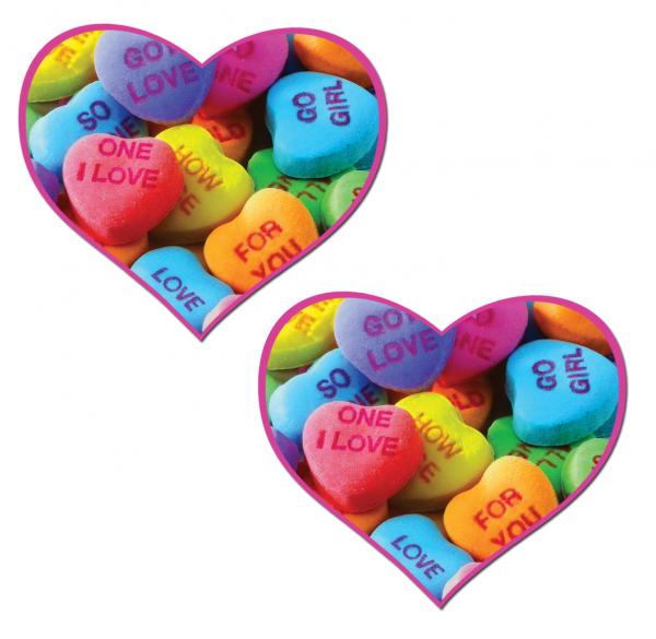 Heart Valentine's Candy Hearts Pasties O/S - Click Image to Close