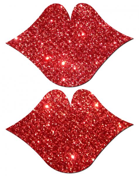 Pastease Lips Red Glittering Pasties - Click Image to Close