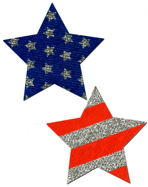 Rockstar Stars & Stripes Red, White, Blue Pasties O/S - Click Image to Close