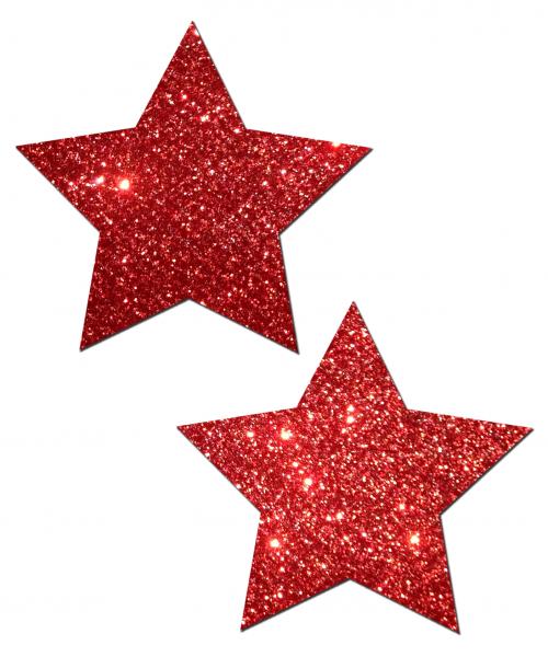 Rockstar Red Glitter Pasties O/S - Click Image to Close