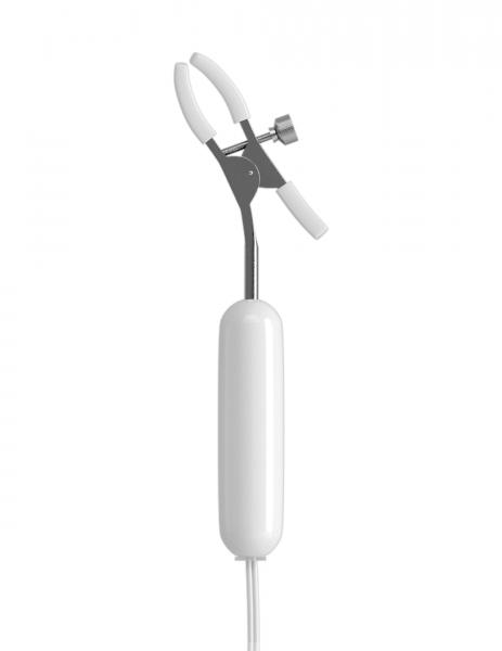 iSex USB Vibrating Nipple Clamp White - Click Image to Close