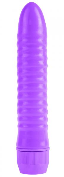 Neon Ribbed Rocket Purple Vibrator - Click Image to Close