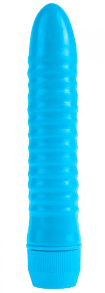 Neon Ribbed Rocket Blue Vibrator - Click Image to Close
