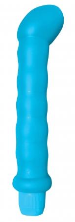 Neon Ribbed G-Spot Blue Vibrator