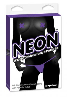 Neon Vibrating Panty and Pasty Set Purple - Click Image to Close