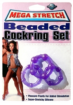 Mega Stretch Beaded Cockring - Purple