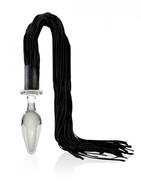 Icicles No. 49 Hand Blown Glass Butt Plug W/attached Leather Flogger - Clear